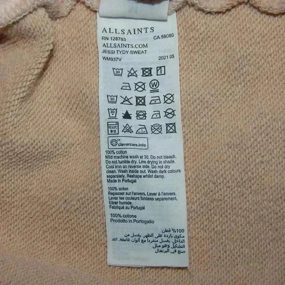 ALLSAINTS Jessi Tie Dye Oversized Cotton Sweatshirt Pink Boxy Boho Size Medium - Picture 7 of 8